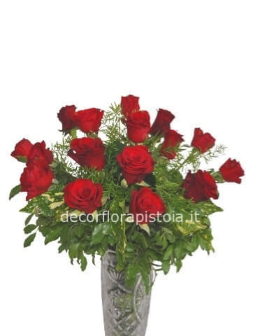 Bouquet di roseline rosse confezionato.